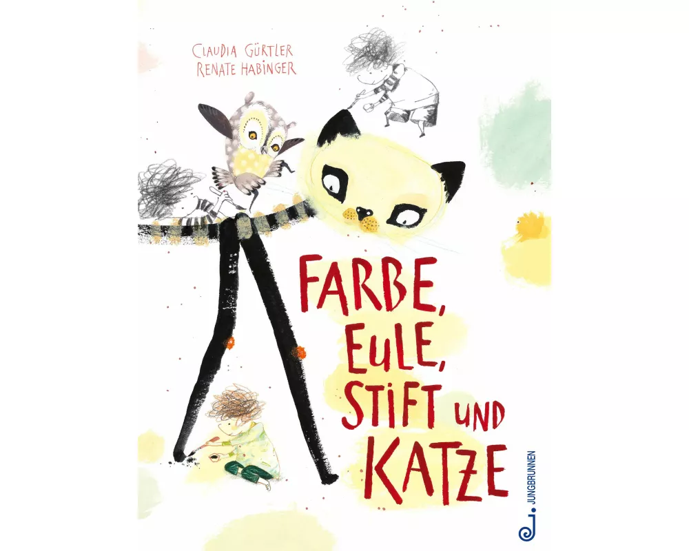 Farbe, Eule, Stift und Katze
