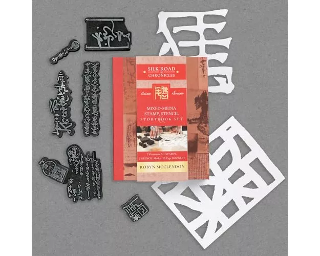 Mixed-Media Stamp, Stencil, and Storybook Set Asian Scripts