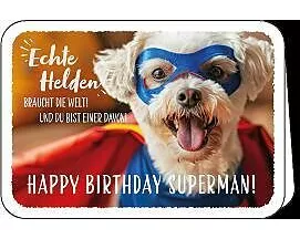 Doppelkarte / Happy Birthday (Hund) / hoch