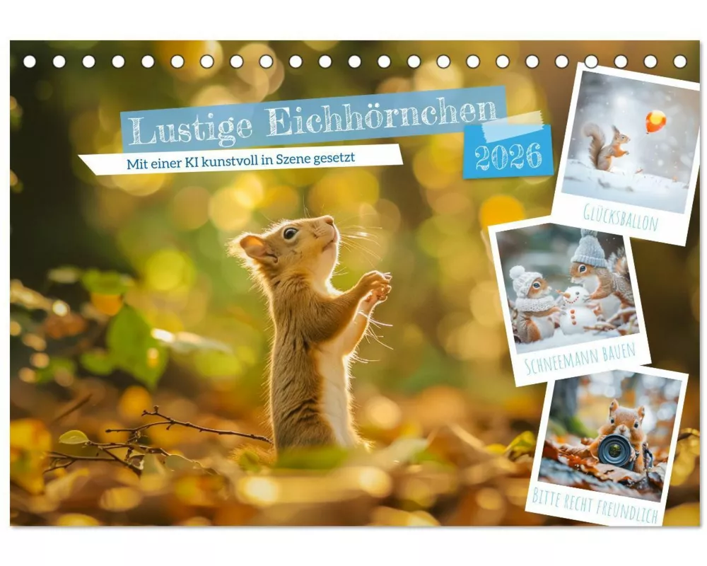 Lustige Eichhörnchen (Tischkalender 2026 DIN A5 quer), CALVENDO Monatskalender