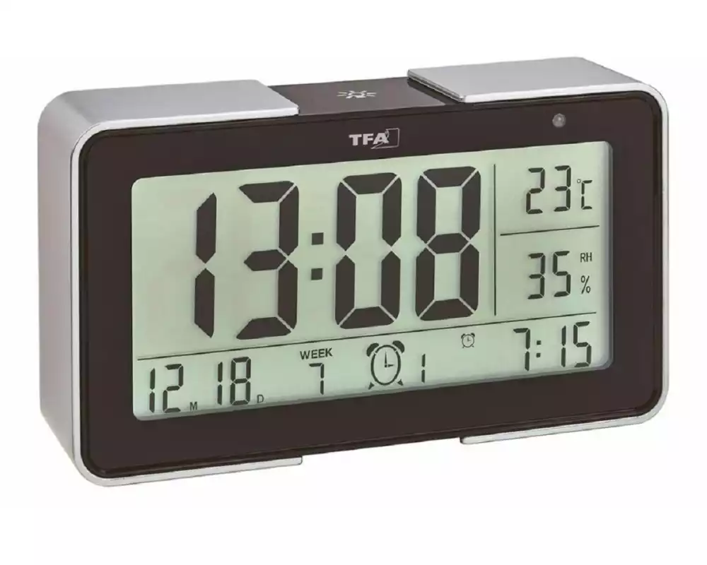TFA Dostmann Digitalwecker Melody Schwarz/Silber