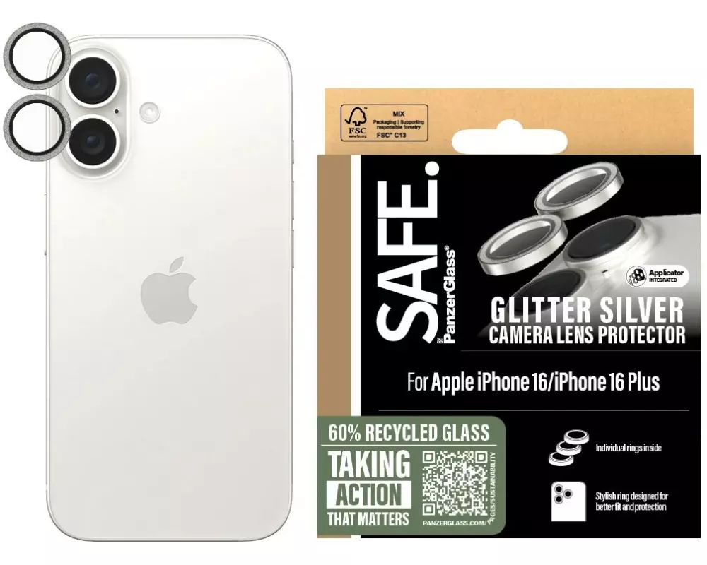 SAFE. Lens Protector iPhone 16 / 16 Plus Silber