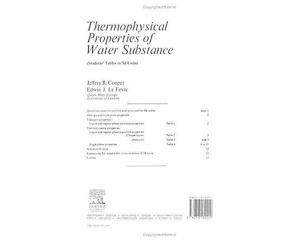 Thermophysical Properties of Water Substance