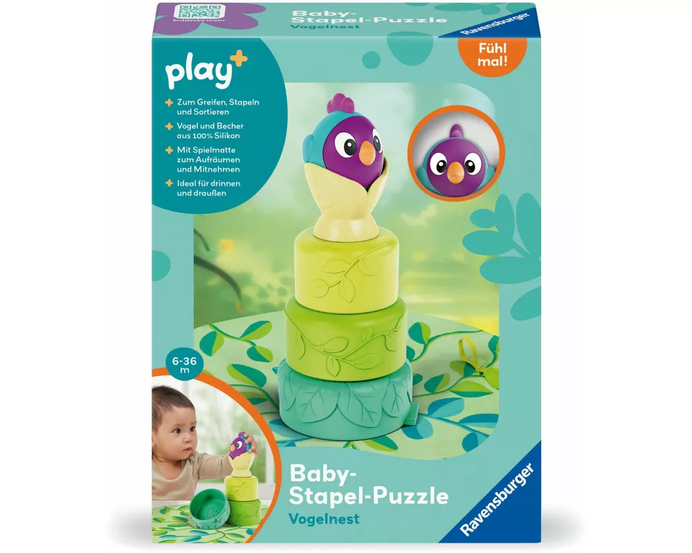 Play+ Baby-Stapel-Puzzle: Vogelnest - ab 6 Monate