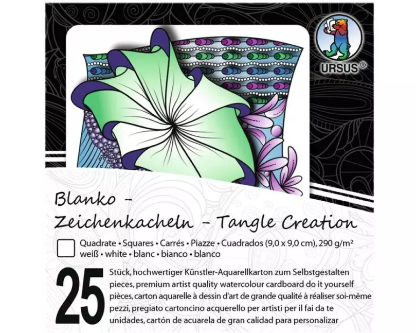 URSUS Aquarellblock Kacheln, 9 x 9 cm, Weiss, 25 Stück