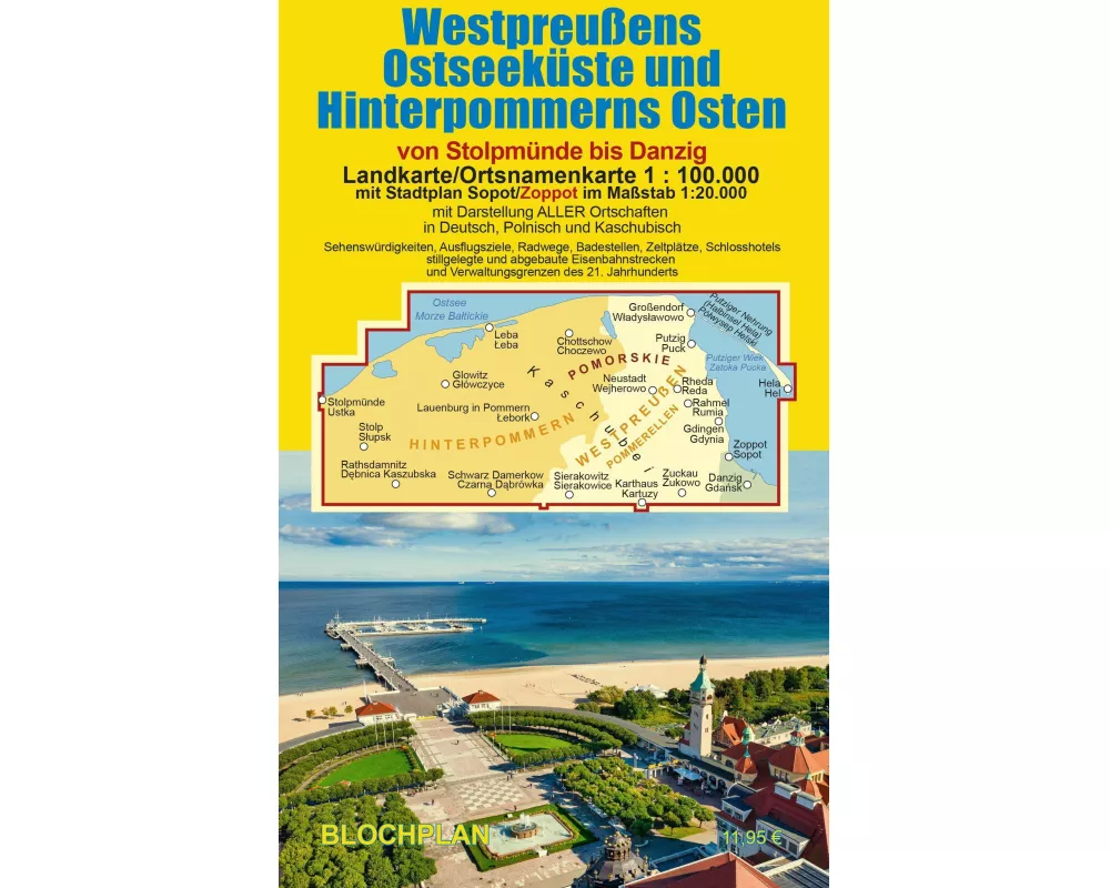 Landkarte Westpreußens Ostseeküste und Hinterpommerns Osten 1:100.000