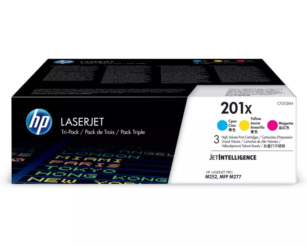 HP Toner Nr. 201X (CF253XM) Cyan/Magenta/Yellow