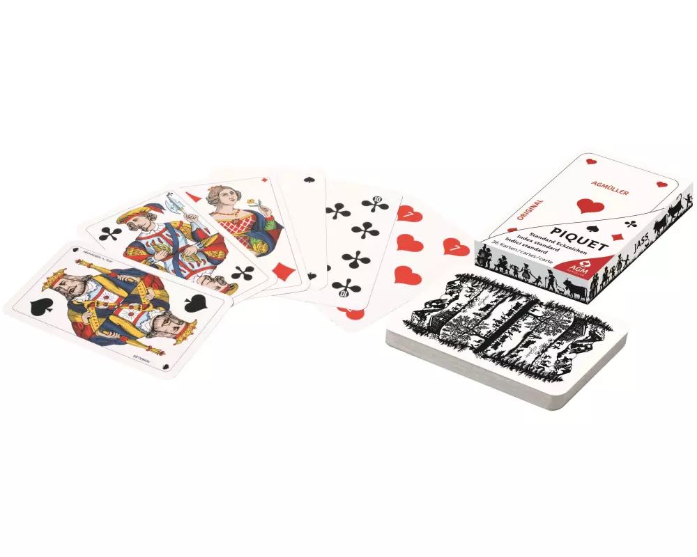 AGM Jass Scherenschnitt Piquetkarten in Kartonfaltetui