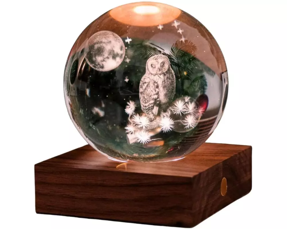 Gingko LED Stimmungslicht Amber Eule Braun/Transparent