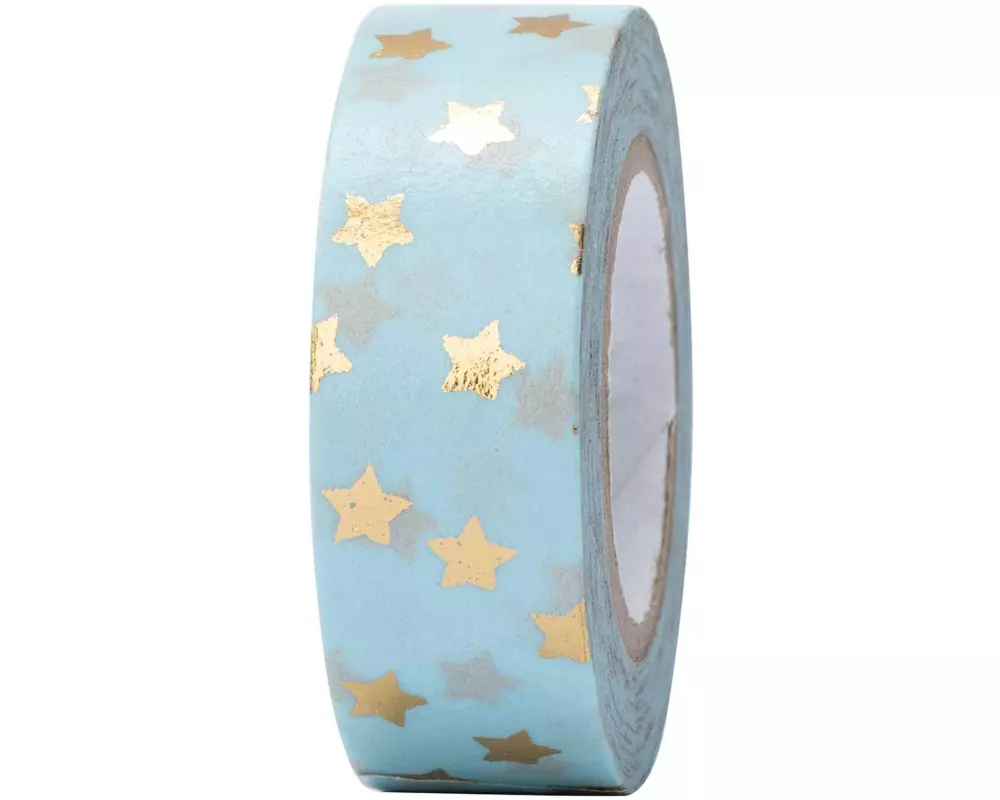 Rico Design Washi Tape Sterne 1.5 cm x 10 m, Blau/Gold