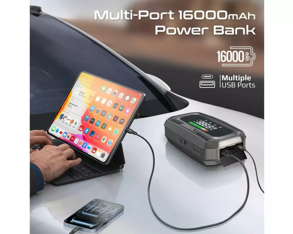 Promate PatrolPack-Ultra 4-in-1 mit Kompressor