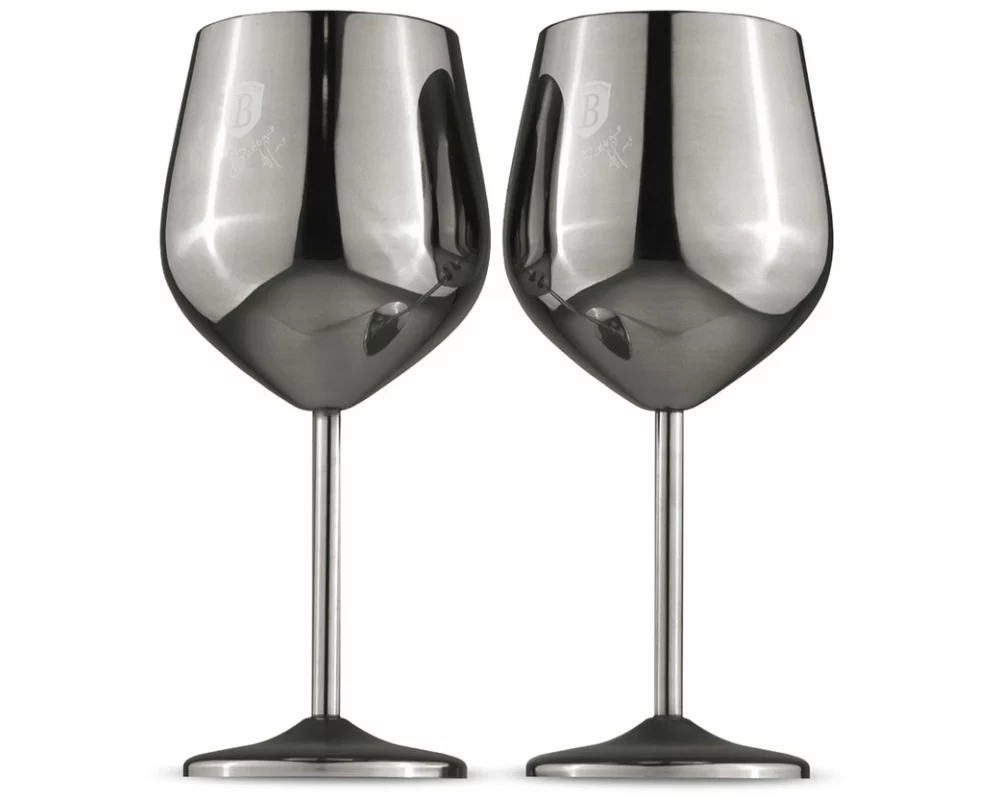 Berlinger Haus Edelstahl Weingläser 2 Stück Black Silver Collection