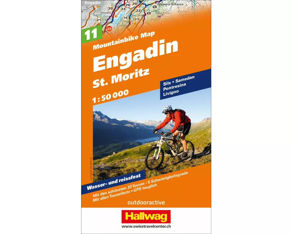 Hallwag Mountainbike-Karte 11 Engadin 1:50.000