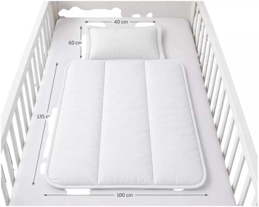 MAKIAN Steppbett 135 x 100 cm / 40 x 60 cm Uni Weiss