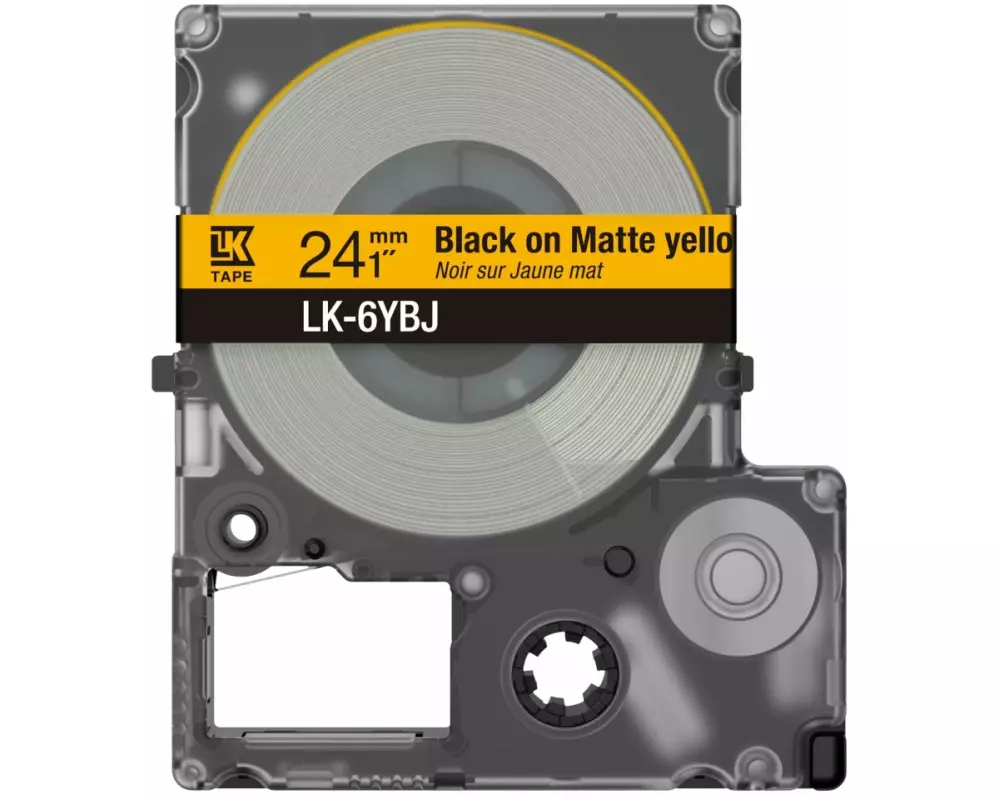 EPSON Matte Tape, Yellow/Black , 24mm, 8m, LK-6YBJ
