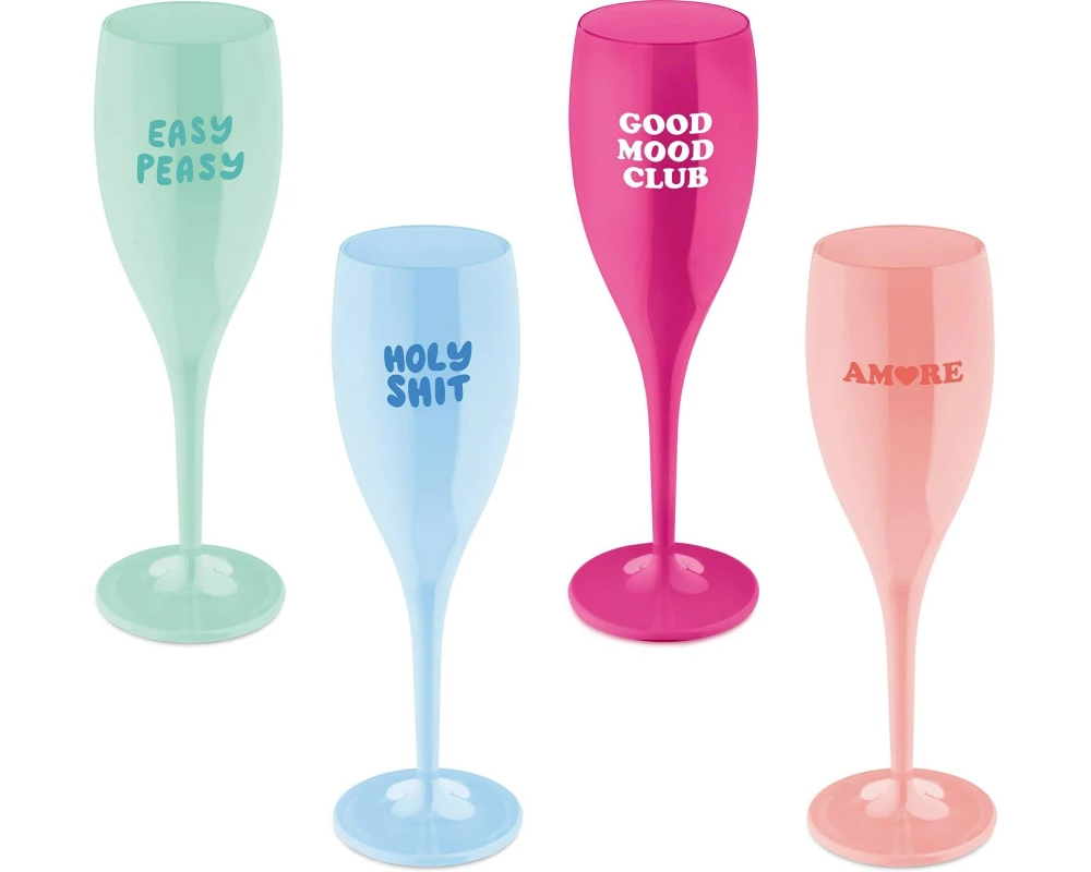 Koziol Sektglas Color Up 100 ml, 4 Stück, Mehrfarbig