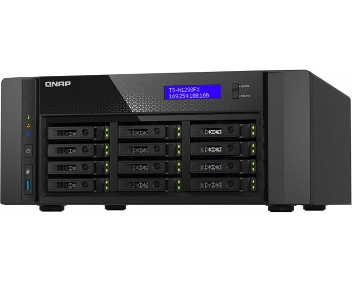 QNAP TS-h1290FX-7232P-64G 12 Bay U.2 NVMe PCIe Gen4 x4 all-flash desktop NAS AMD EPYC 8-core 7232P 64GB RDIMM ECC DDR4