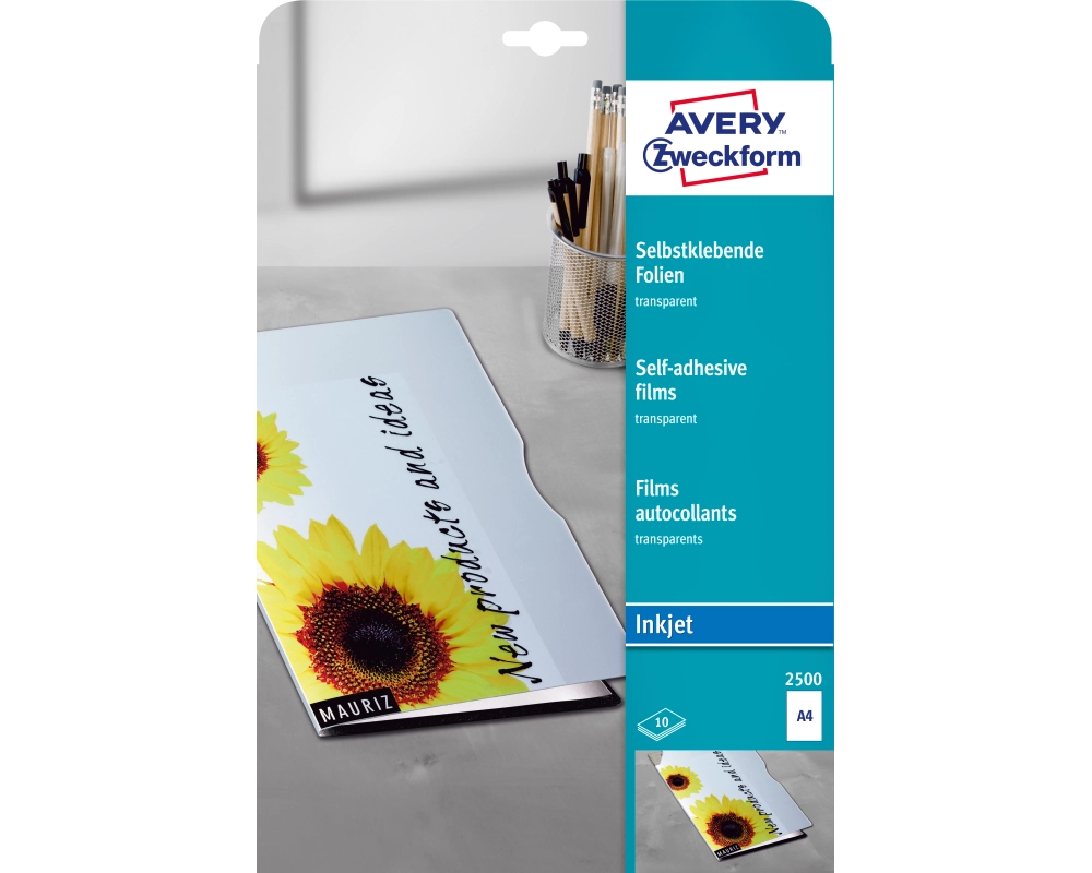 AVERY ZWECKFORM Ink-Jet Folien A4 2500Z 0,17mm,selbstklebend 10 Blatt