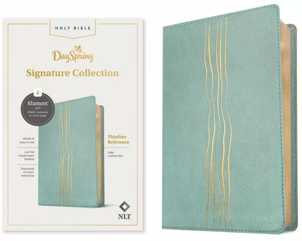 NLT Thinline Reference Bible, Dayspring Signature Collection, Filament Enabled (Leatherlike, Sage, Red Letter)