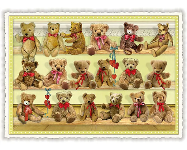 Postkarte / Teddys / quer / blanko