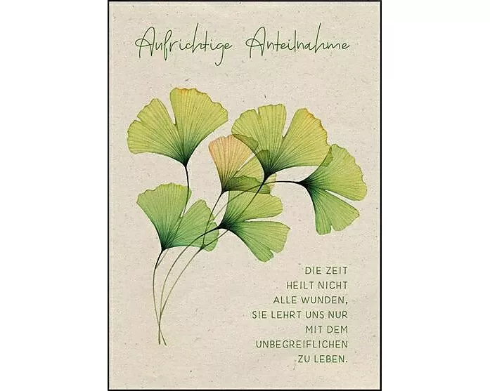 Doppelkarte. Let's go green. Aufrichtige Anteilnahme (Ginkgo)