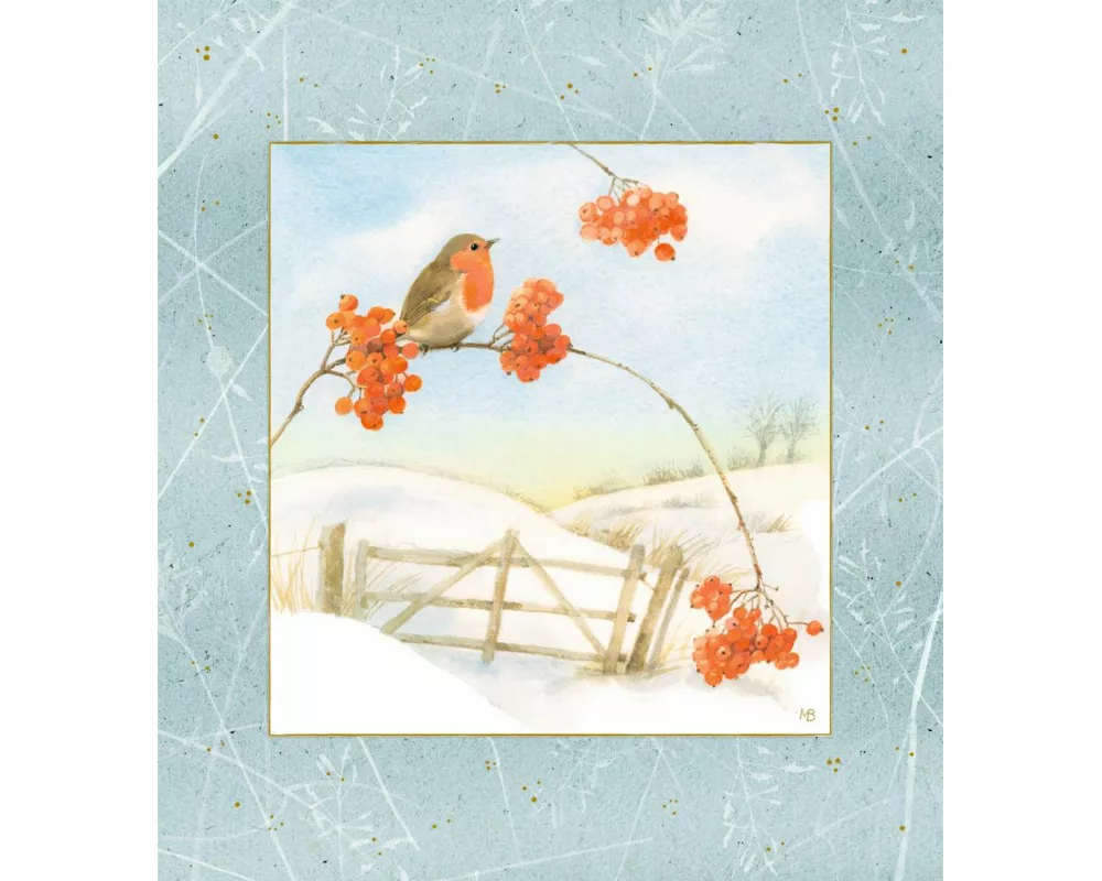 Wand-Adventskalender – Wintermorgen mit Rotkehlchen