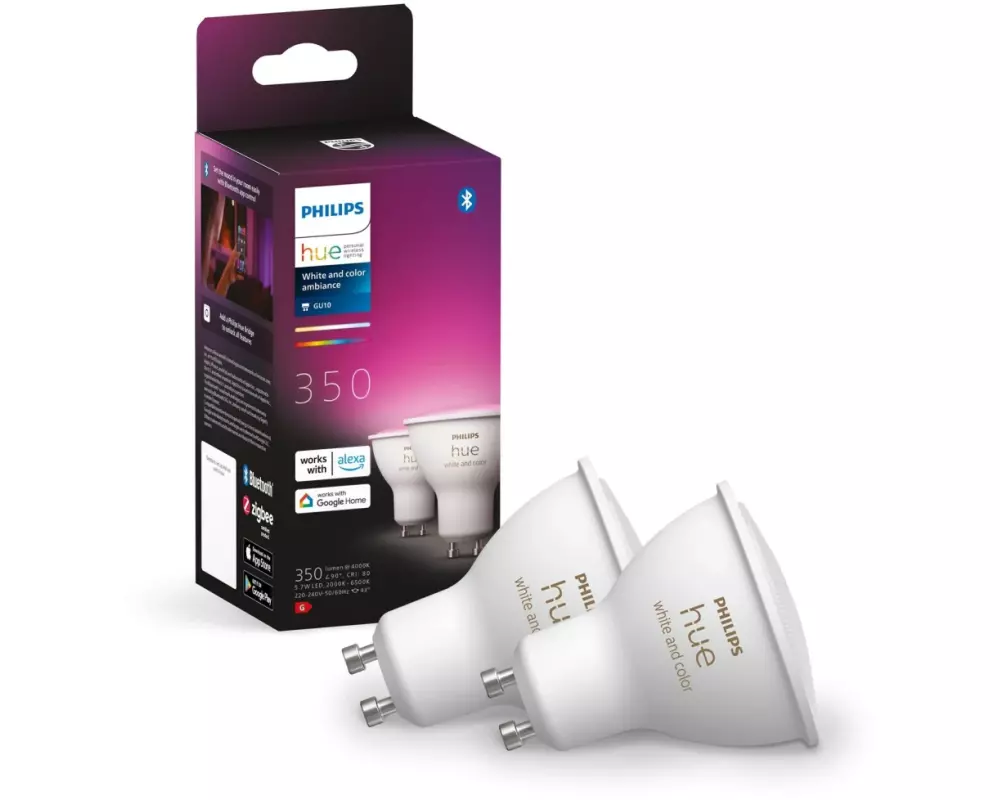 Philips Hue Leuchtmittel White & Col. Amb. GU10 Doppelpack, 2 x 350 lm