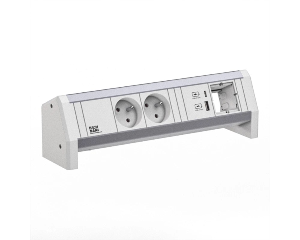 BACHMANN DESK 2xUTE 1xUSB A/C 22W 1xCM GST18 RAL9010