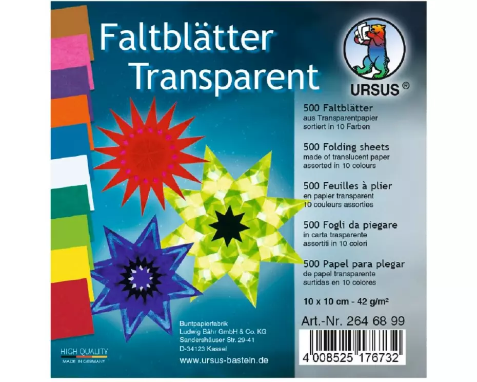 URSUS Faltblätter Origami 10 x 10 cm, 42 g/m², 500 Blatt