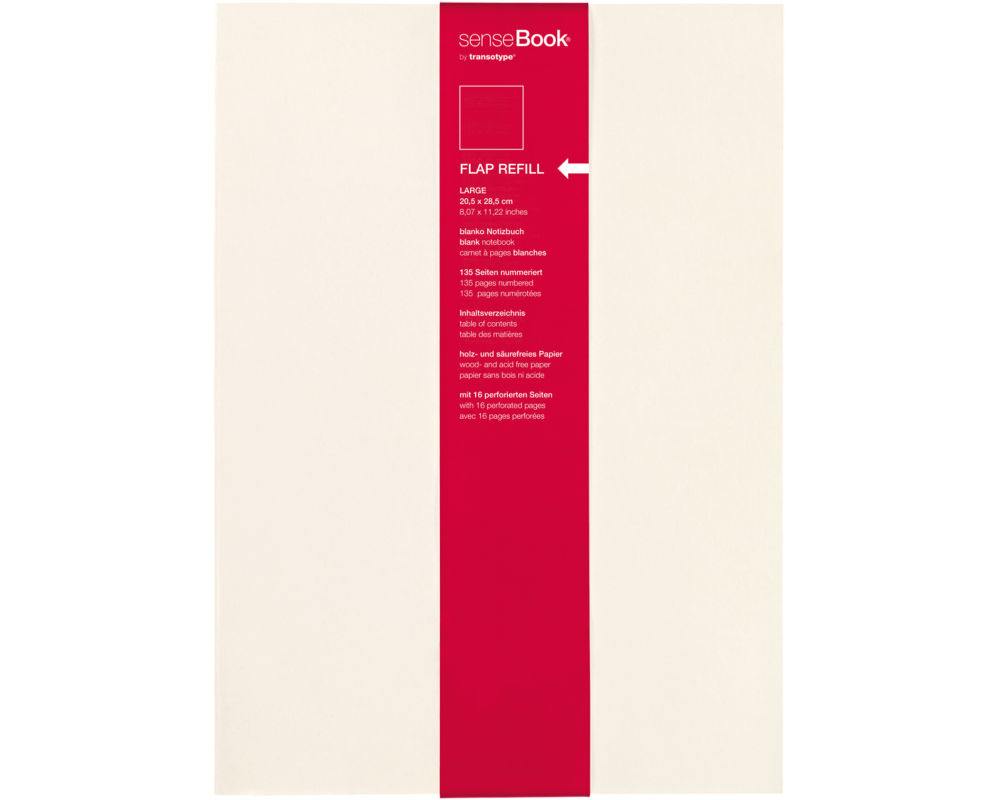 TRANSOTYPE senseBook FLAP REFILL A4 75510400 blanko, L, 135 Seiten beige