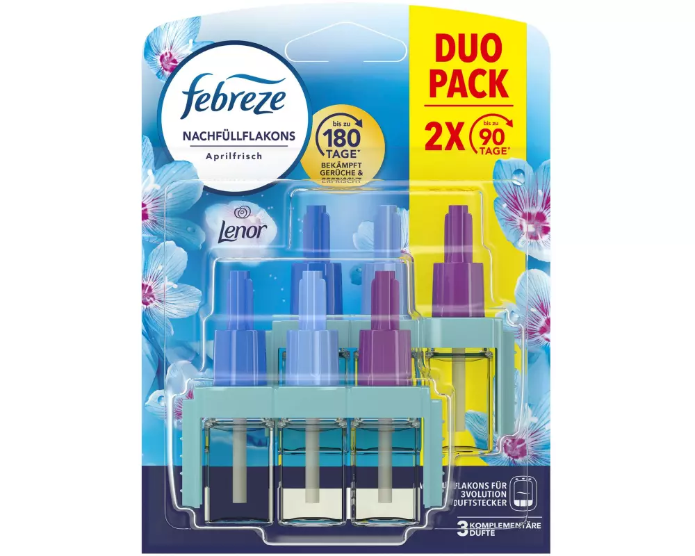 Febreze Duftstecker Nachfüllflakon 3 Volution, Lenor Aprilfrisch DUO