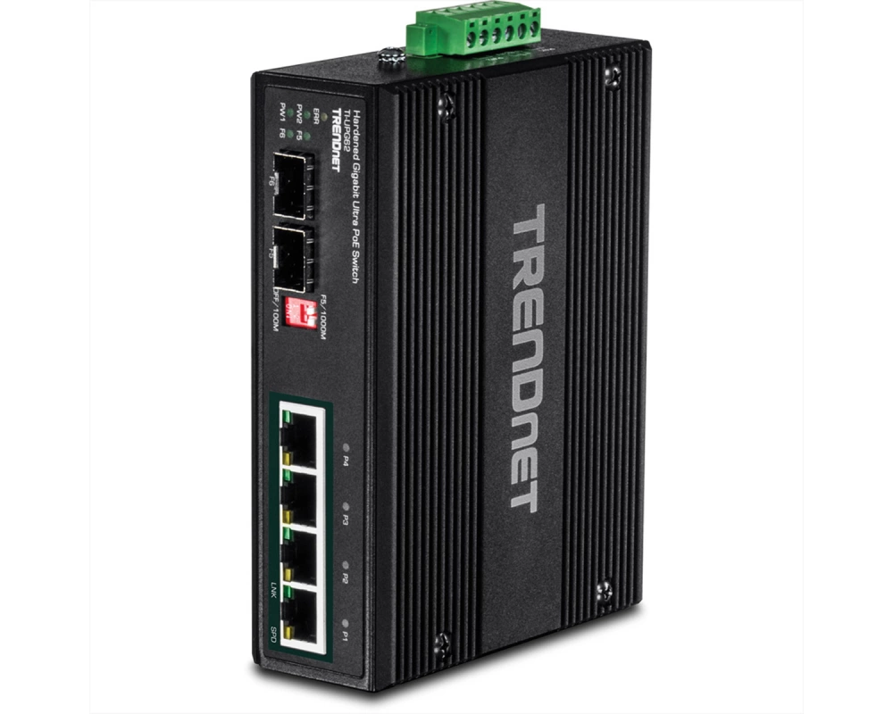 TRENDnet TI-UPG62 6-Port Gigabit Switch Ultra PoE DIN-Rail Industrial