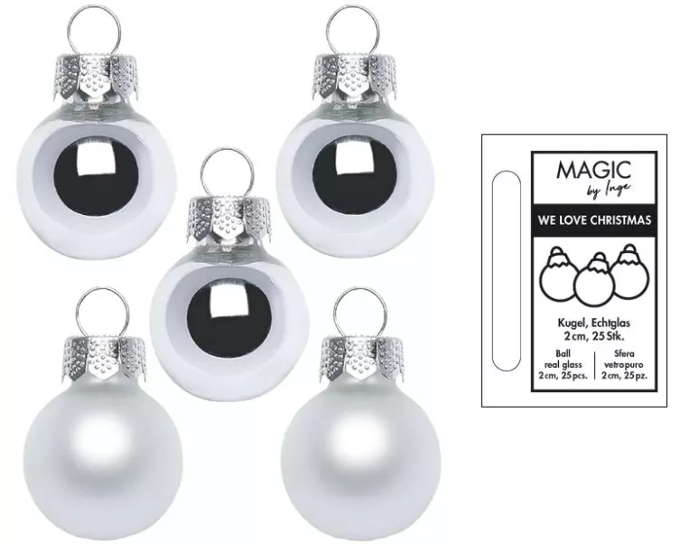 INGES CHRISTMAS DECOR Weihnachtskugel Frosty Silver Ø 2 cm 25 Stück