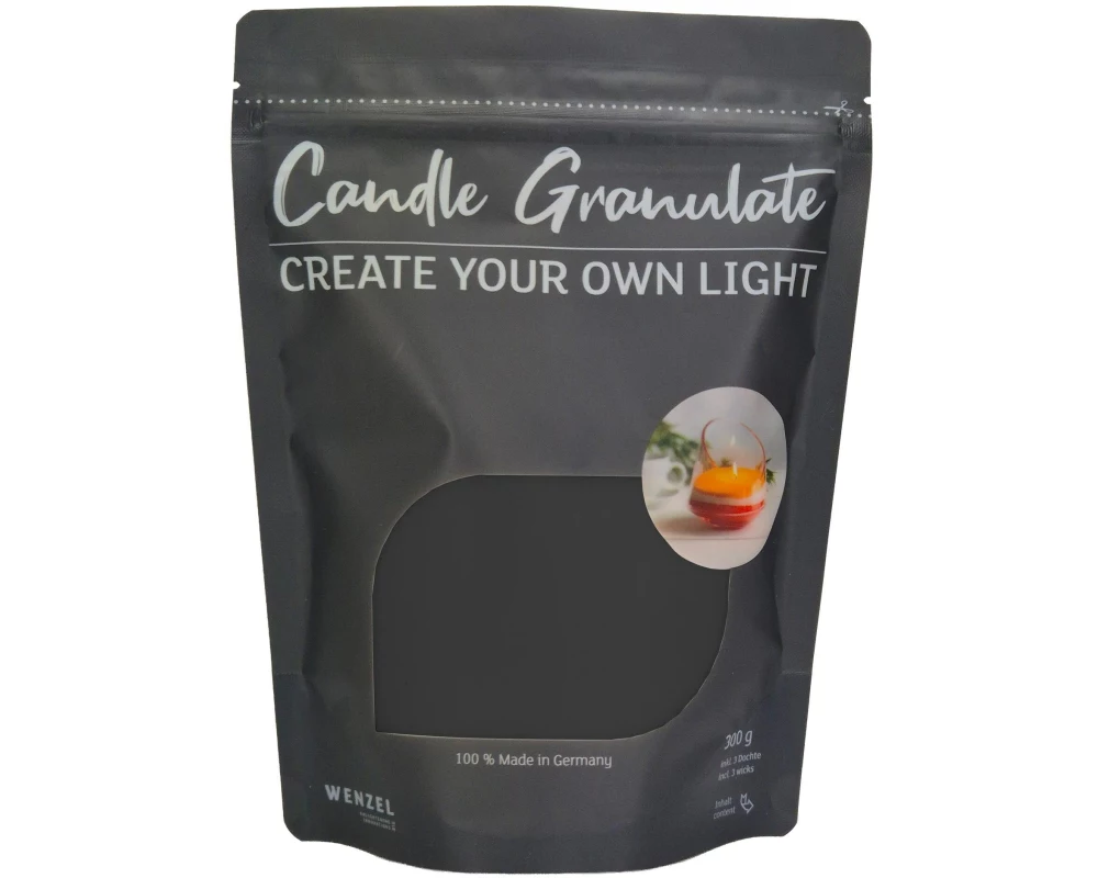 Wenzel Kerzen Wachsgranulat ohne Duft 300 g, Anthrazit