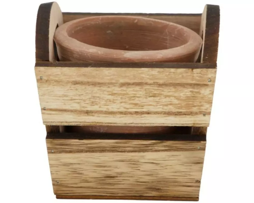 CHALET Pflanzengefäss Platanenholz, 9.5 x 9.5 x 9.5 cm