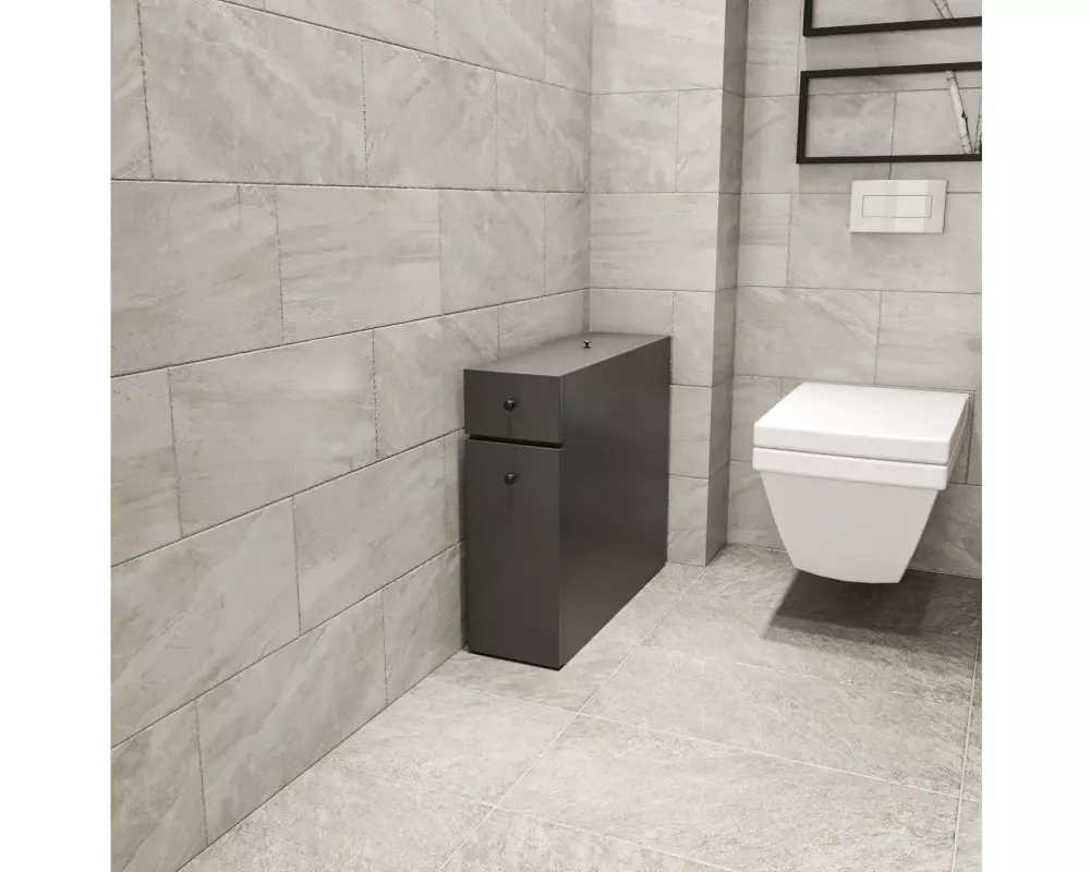 Woody Fashion Badezimmerregal Calencia 19 x 55 x 60 cm, Anthrazit