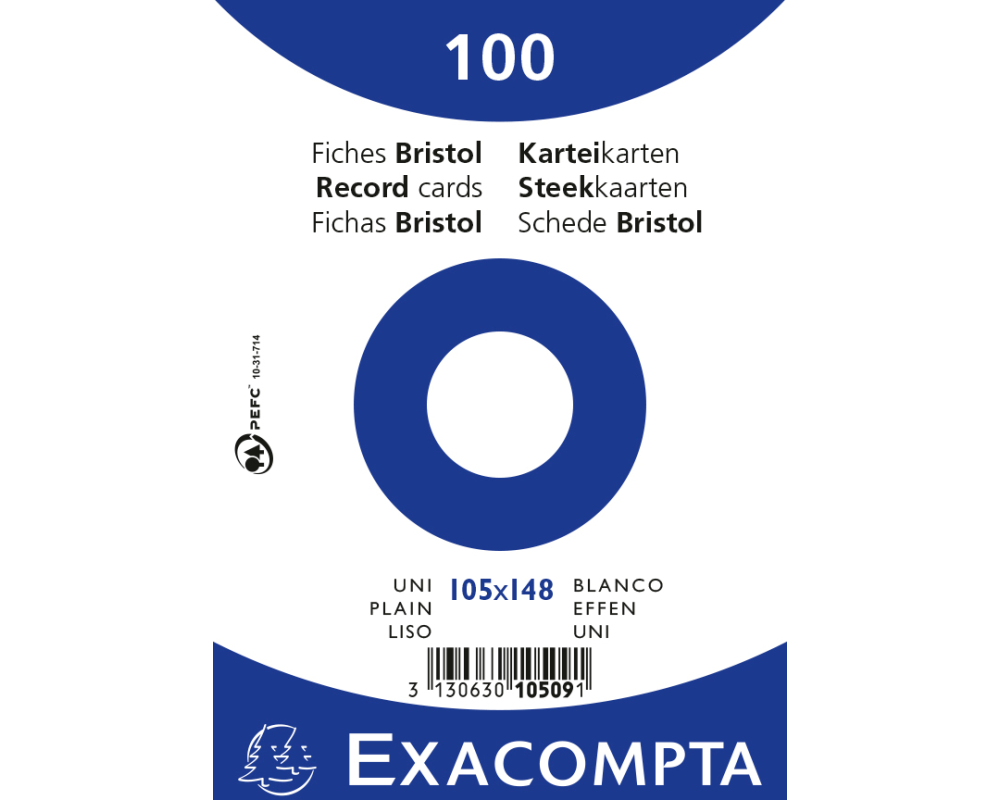 EXACOMPTA Karteikarten blanko A6 10509E weiss 100 Stück