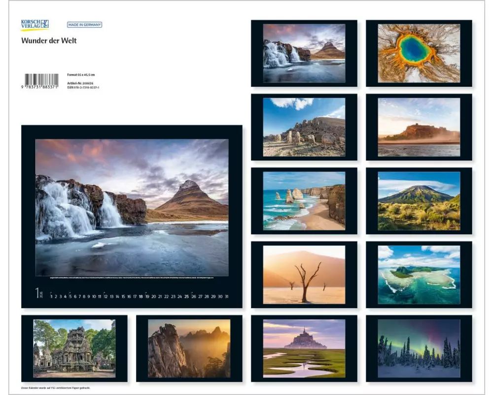Korsch Verlag Bildkalender Wunder-Welt 2026