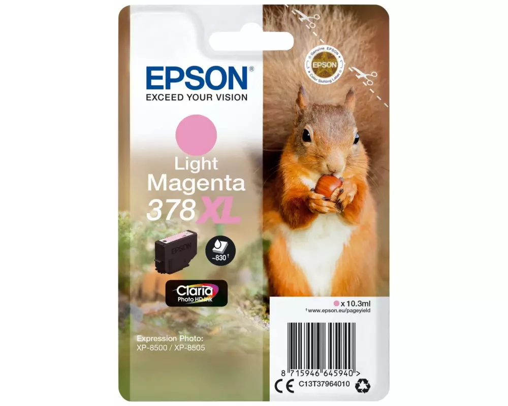 Epson Singlepack Light Magenta 378XL Squirrel Claria Photo HD Ink