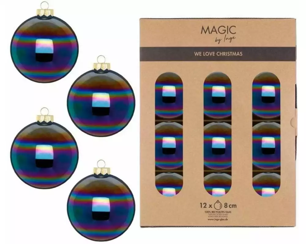 INGES CHRISTMAS DECOR Weihnachtskugel Dazzling 12 Stück, Blau