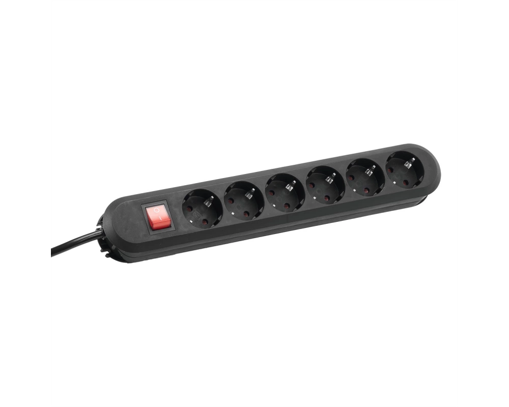 BACHMANN SMART Steckdosenleiste 6x Schutzkontakt, Schalter, schwarz, 5 m