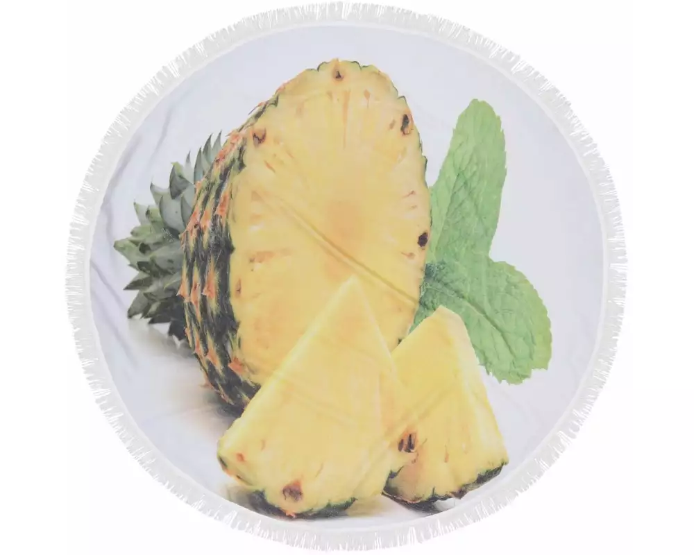 Foutastic Strandtuch Circle Ananas, Gelb, Weiss