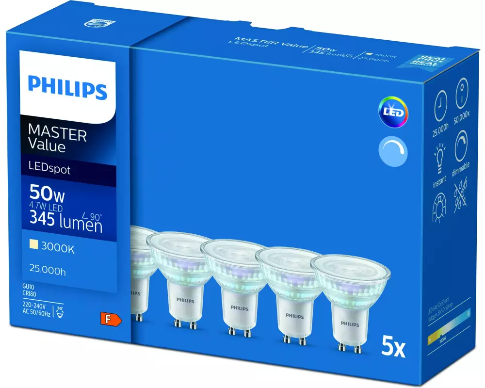 Philips Professional Lampe MASTER LED spot VLE D 4.7-50W GU10 830 36D 5CT