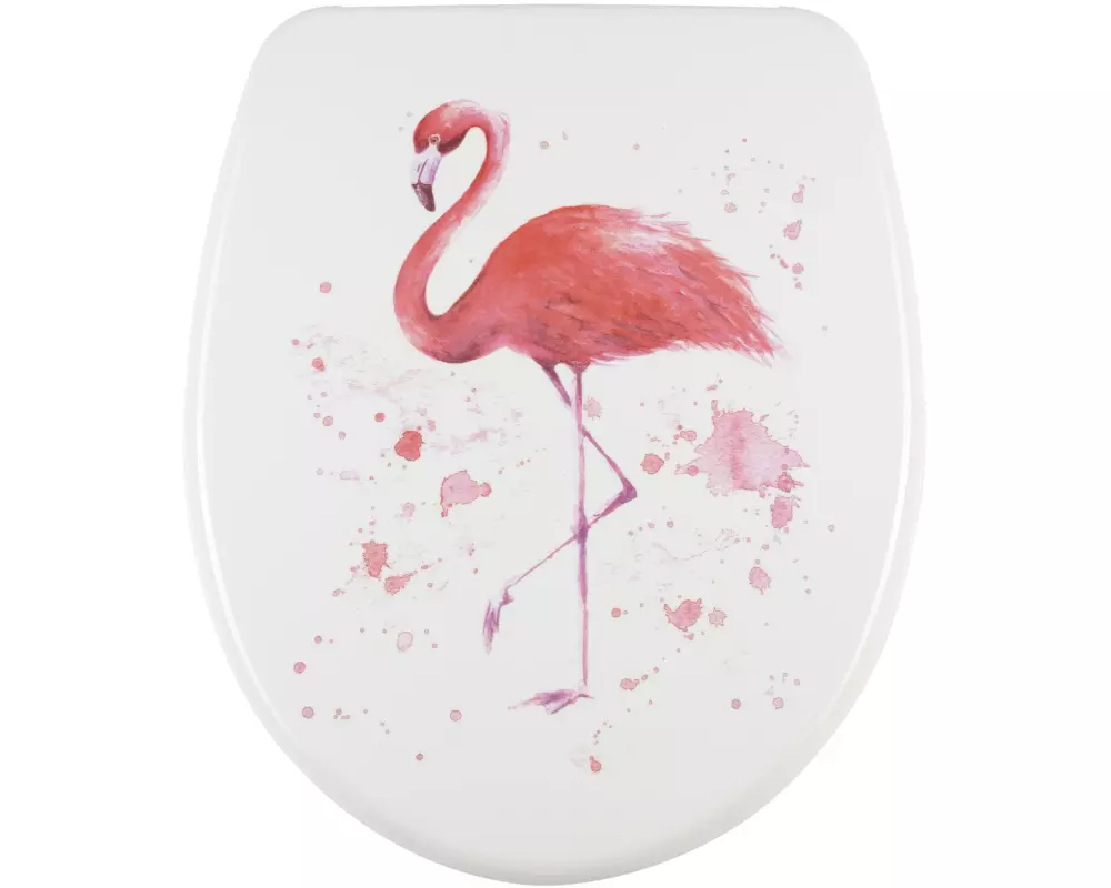 diaqua® Toilettensitz Flamingo mit Absenkautomatik, Weiss/Rosa