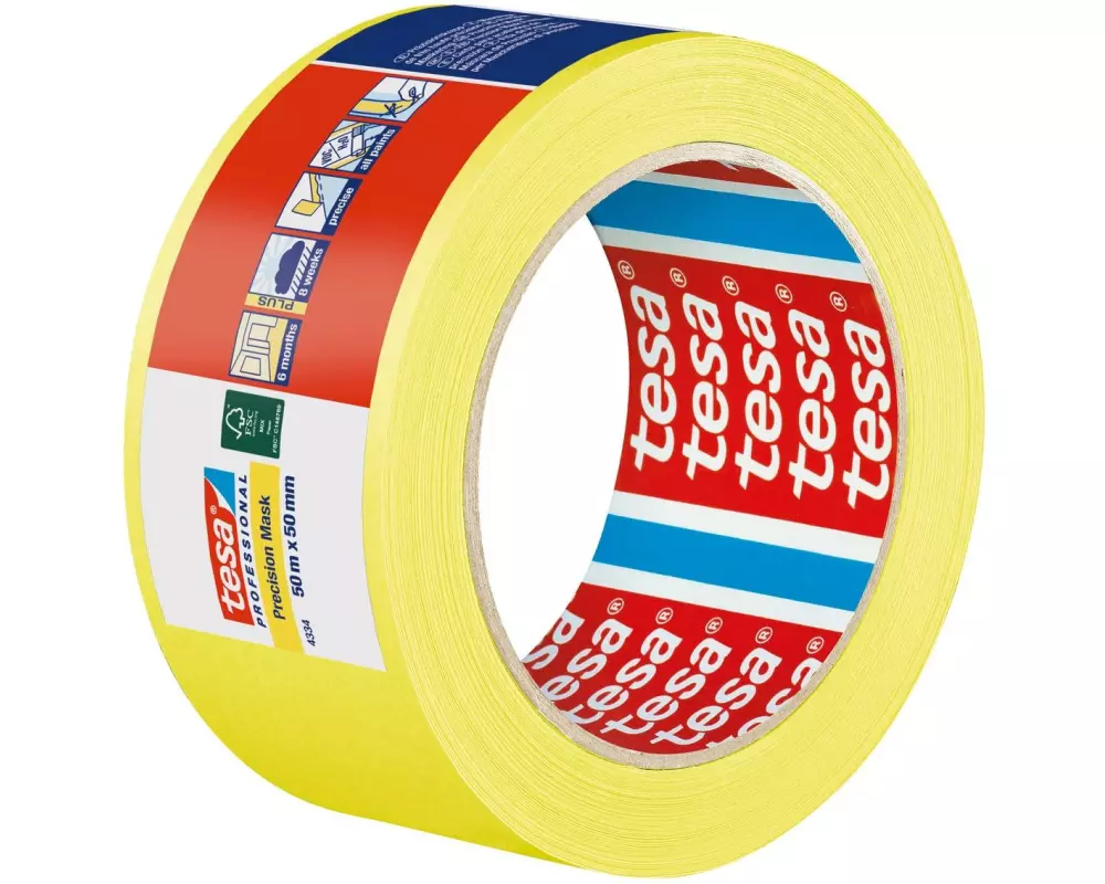 tesa Malerband Precision Mask gelb 50m x 50 mm, Gelb