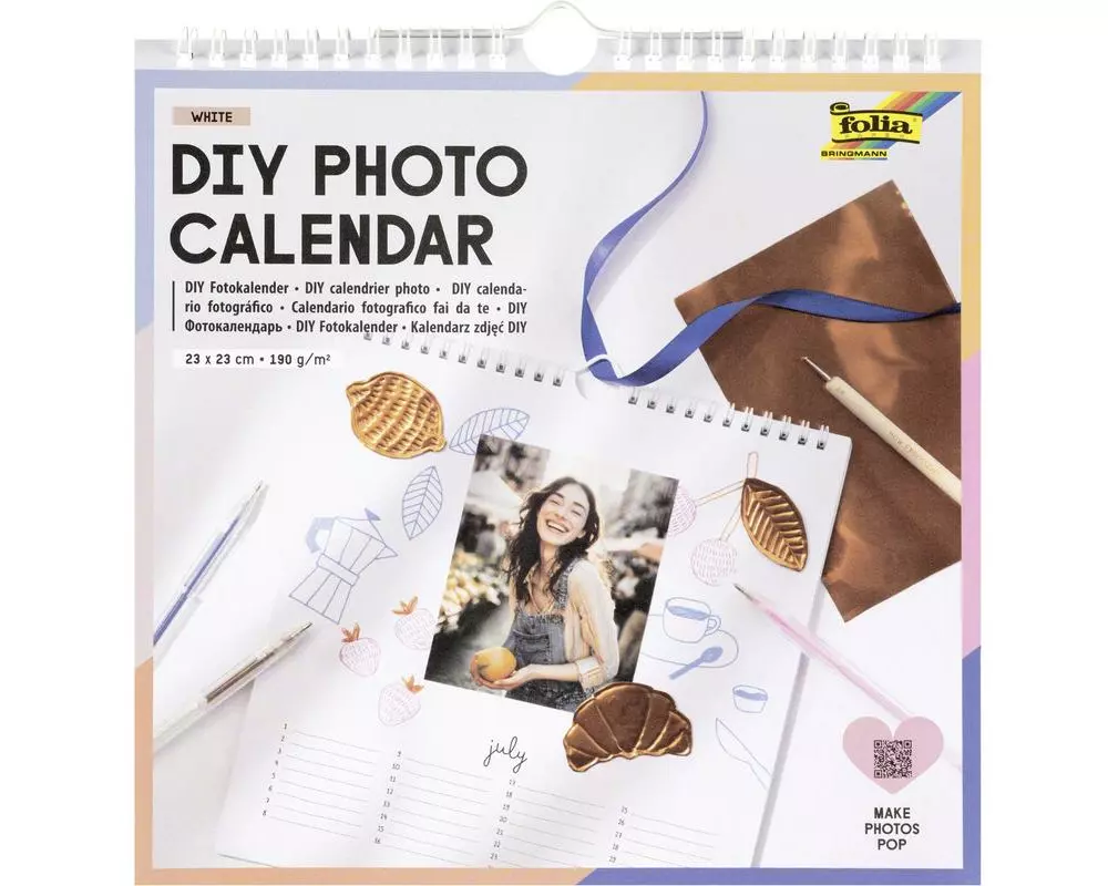 Folia DIY Fotokalender weiss 23 x 23 cm, 13 Seiten
