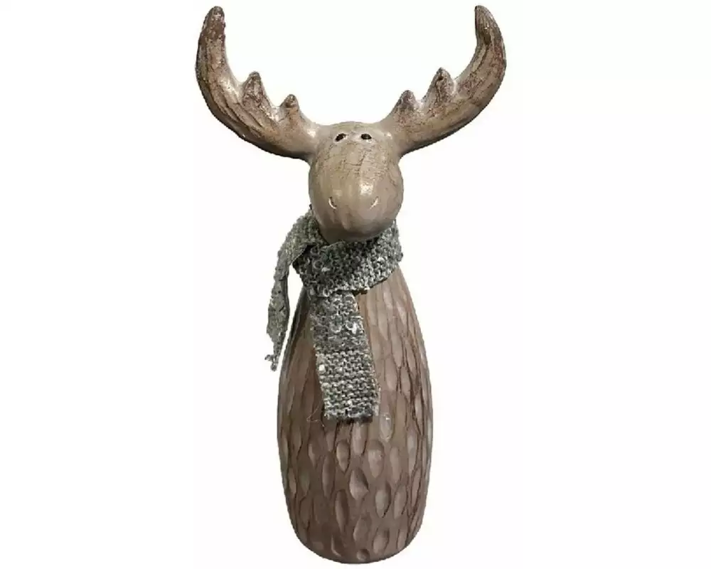 Dameco Weihnachtsfigur Elch mit Schal 26 cm, Braun