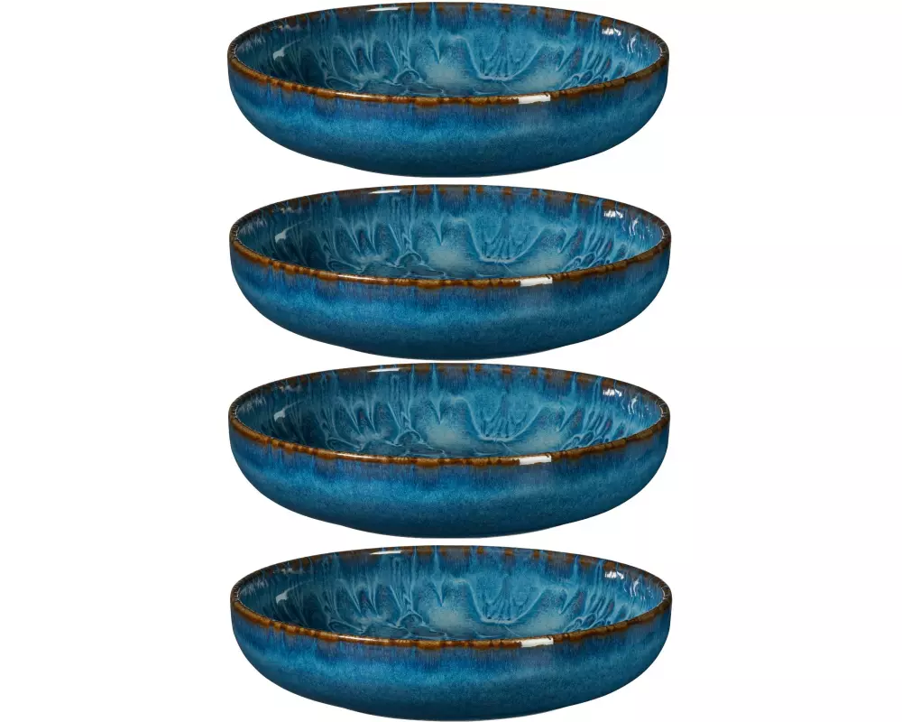 Mäser Speiseteller Tiles UNO tief, 22 cm, 4 Stück, Blau