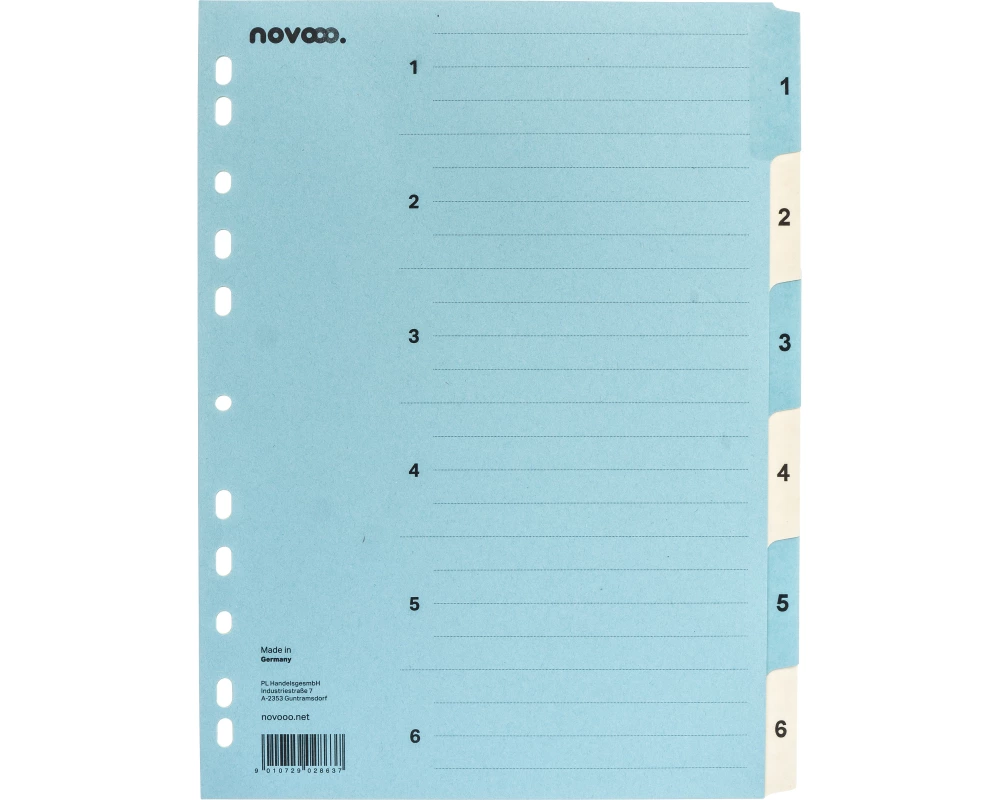 NOVOOO Kartonregister A4 40543 blau/beige 1-6