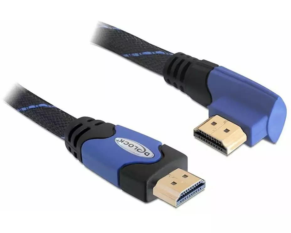 Delock Kabel gewinkelt links HDMI - HDMI, 1 m, Blau